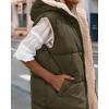 imageBTFBM Fall Long Puffer Vest Women Sleeveless Hooded Reversible Fleece Sherpa Jacket Zip Up Winter Coat Outerwear VestsSolid Army Green