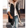 imageBTFBM Fall Long Puffer Vest Women Sleeveless Hooded Reversible Fleece Sherpa Jacket Zip Up Winter Coat Outerwear VestsSolid Black
