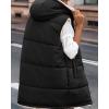 imageBTFBM Fall Long Puffer Vest Women Sleeveless Hooded Reversible Fleece Sherpa Jacket Zip Up Winter Coat Outerwear VestsSolid Black