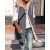 imageBTFBM Fall Long Puffer Vest Women Sleeveless Hooded Reversible Fleece Sherpa Jacket Zip Up Winter Coat Outerwear VestsSolid Grey Blue
