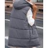 imageBTFBM Fall Long Puffer Vest Women Sleeveless Hooded Reversible Fleece Sherpa Jacket Zip Up Winter Coat Outerwear VestsSolid Grey Blue