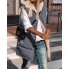 imageBTFBM Fall Long Puffer Vest Women Sleeveless Hooded Reversible Fleece Sherpa Jacket Zip Up Winter Coat Outerwear VestsSolid Grey Blue