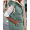 imageBTFBM Fall Long Puffer Vest Women Sleeveless Hooded Reversible Fleece Sherpa Jacket Zip Up Winter Coat Outerwear VestsSolid Grey Green