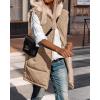 imageBTFBM Fall Long Puffer Vest Women Sleeveless Hooded Reversible Fleece Sherpa Jacket Zip Up Winter Coat Outerwear VestsSolid Light Camel