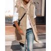 imageBTFBM Fall Long Puffer Vest Women Sleeveless Hooded Reversible Fleece Sherpa Jacket Zip Up Winter Coat Outerwear VestsSolid Light Camel