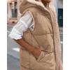 imageBTFBM Fall Long Puffer Vest Women Sleeveless Hooded Reversible Fleece Sherpa Jacket Zip Up Winter Coat Outerwear VestsSolid Light Camel