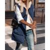 imageBTFBM Fall Long Puffer Vest Women Sleeveless Hooded Reversible Fleece Sherpa Jacket Zip Up Winter Coat Outerwear VestsSolid Navy