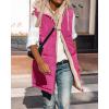 imageBTFBM Fall Long Puffer Vest Women Sleeveless Hooded Reversible Fleece Sherpa Jacket Zip Up Winter Coat Outerwear VestsSolid Rose Red