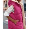 imageBTFBM Fall Long Puffer Vest Women Sleeveless Hooded Reversible Fleece Sherpa Jacket Zip Up Winter Coat Outerwear VestsSolid Rose Red