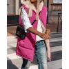 imageBTFBM Fall Long Puffer Vest Women Sleeveless Hooded Reversible Fleece Sherpa Jacket Zip Up Winter Coat Outerwear VestsSolid Rose Red