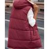 imageBTFBM Fall Long Puffer Vest Women Sleeveless Hooded Reversible Fleece Sherpa Jacket Zip Up Winter Coat Outerwear VestsSolid Wine Red