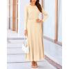 imageBTFBM Two Piece Skirt Sets For Women 2024 Trendy Fall Outfits Ribbed Knit Long Sleeve Crop Top Flowy Maxi Skirt SetSolid Apricot