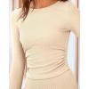 imageBTFBM Two Piece Skirt Sets For Women 2024 Trendy Fall Outfits Ribbed Knit Long Sleeve Crop Top Flowy Maxi Skirt SetSolid Apricot