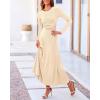 imageBTFBM Two Piece Skirt Sets For Women 2024 Trendy Fall Outfits Ribbed Knit Long Sleeve Crop Top Flowy Maxi Skirt SetSolid Apricot