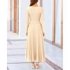 imageBTFBM Two Piece Skirt Sets For Women 2024 Trendy Fall Outfits Ribbed Knit Long Sleeve Crop Top Flowy Maxi Skirt SetSolid Apricot