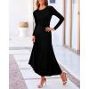 imageBTFBM Two Piece Skirt Sets For Women 2024 Trendy Fall Outfits Ribbed Knit Long Sleeve Crop Top Flowy Maxi Skirt SetSolid Black