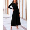 imageBTFBM Two Piece Skirt Sets For Women 2024 Trendy Fall Outfits Ribbed Knit Long Sleeve Crop Top Flowy Maxi Skirt SetSolid Black