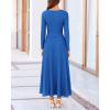 imageBTFBM Two Piece Skirt Sets For Women 2024 Trendy Fall Outfits Ribbed Knit Long Sleeve Crop Top Flowy Maxi Skirt SetSolid Blue