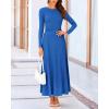 imageBTFBM Two Piece Skirt Sets For Women 2024 Trendy Fall Outfits Ribbed Knit Long Sleeve Crop Top Flowy Maxi Skirt SetSolid Blue