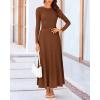 imageBTFBM Two Piece Skirt Sets For Women 2024 Trendy Fall Outfits Ribbed Knit Long Sleeve Crop Top Flowy Maxi Skirt SetSolid Dark Brown