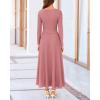 imageBTFBM Two Piece Skirt Sets For Women 2024 Trendy Fall Outfits Ribbed Knit Long Sleeve Crop Top Flowy Maxi Skirt SetSolid Dusty Pink