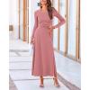 imageBTFBM Two Piece Skirt Sets For Women 2024 Trendy Fall Outfits Ribbed Knit Long Sleeve Crop Top Flowy Maxi Skirt SetSolid Dusty Pink
