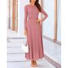 imageBTFBM Two Piece Skirt Sets For Women 2024 Trendy Fall Outfits Ribbed Knit Long Sleeve Crop Top Flowy Maxi Skirt SetSolid Dusty Pink