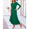 imageBTFBM Two Piece Skirt Sets For Women 2024 Trendy Fall Outfits Ribbed Knit Long Sleeve Crop Top Flowy Maxi Skirt SetSolid Green