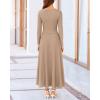 imageBTFBM Two Piece Skirt Sets For Women 2024 Trendy Fall Outfits Ribbed Knit Long Sleeve Crop Top Flowy Maxi Skirt SetSolid Khaki