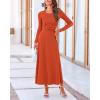 imageBTFBM Two Piece Skirt Sets For Women 2024 Trendy Fall Outfits Ribbed Knit Long Sleeve Crop Top Flowy Maxi Skirt SetSolid Orange