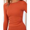 imageBTFBM Two Piece Skirt Sets For Women 2024 Trendy Fall Outfits Ribbed Knit Long Sleeve Crop Top Flowy Maxi Skirt SetSolid Orange
