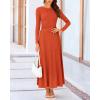 imageBTFBM Two Piece Skirt Sets For Women 2024 Trendy Fall Outfits Ribbed Knit Long Sleeve Crop Top Flowy Maxi Skirt SetSolid Orange