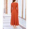 imageBTFBM Two Piece Skirt Sets For Women 2024 Trendy Fall Outfits Ribbed Knit Long Sleeve Crop Top Flowy Maxi Skirt SetSolid Orange