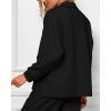 imageBTFBM Women 2 Piece Outfit 2024 Fall Winter Lapel V Neck Long Sleeve Pullover and Wide Leg Pants Lounge Sets PocketsSolid Black