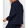 imageBTFBM Women 2 Piece Outfit 2024 Fall Winter Lapel V Neck Long Sleeve Pullover and Wide Leg Pants Lounge Sets PocketsSolid Navy