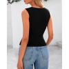 imageBTFBM Womens Button Down Tank Top 2025 Summer Cropped Ribbed Knit Vest Slim Fit Casual Sleeveless Going Out TopsBlack