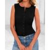 imageBTFBM Womens Button Down Tank Top 2025 Summer Cropped Ribbed Knit Vest Slim Fit Casual Sleeveless Going Out TopsBlack