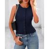 imageBTFBM Womens Button Down Tank Top 2025 Summer Cropped Ribbed Knit Vest Slim Fit Casual Sleeveless Going Out TopsNavy