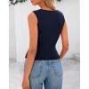 imageBTFBM Womens Button Down Tank Top 2025 Summer Cropped Ribbed Knit Vest Slim Fit Casual Sleeveless Going Out TopsNavy