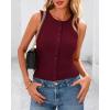 imageBTFBM Womens Button Down Tank Top 2025 Summer Cropped Ribbed Knit Vest Slim Fit Casual Sleeveless Going Out TopsWine Red