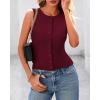 imageBTFBM Womens Button Down Tank Top 2025 Summer Cropped Ribbed Knit Vest Slim Fit Casual Sleeveless Going Out TopsWine Red