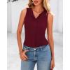 imageBTFBM Womens Button Down Tank Top 2025 Summer Cropped Ribbed Knit Vest Slim Fit Casual Sleeveless Going Out TopsWine Red