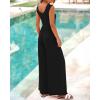imageBTFBM Womens Casual Jumpsuits Dressy 2025 Summer One Piece Outfits Crew Neck Sleeveless Knit Wide Leg Pants RomperBlack