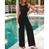 imageBTFBM Womens Casual Jumpsuits Dressy 2025 Summer One Piece Outfits Crew Neck Sleeveless Knit Wide Leg Pants RomperBlack