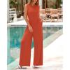 imageBTFBM Womens Casual Jumpsuits Dressy 2025 Summer One Piece Outfits Crew Neck Sleeveless Knit Wide Leg Pants RomperBrick Red