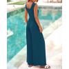 imageBTFBM Womens Casual Jumpsuits Dressy 2025 Summer One Piece Outfits Crew Neck Sleeveless Knit Wide Leg Pants RomperDark Blue