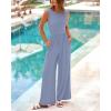imageBTFBM Womens Casual Jumpsuits Dressy 2025 Summer One Piece Outfits Crew Neck Sleeveless Knit Wide Leg Pants RomperGrey Blue