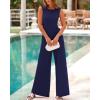 imageBTFBM Womens Casual Jumpsuits Dressy 2025 Summer One Piece Outfits Crew Neck Sleeveless Knit Wide Leg Pants RomperNavy