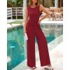 imageBTFBM Womens Casual Jumpsuits Dressy 2025 Summer One Piece Outfits Crew Neck Sleeveless Knit Wide Leg Pants RomperWine Red