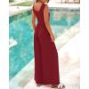 imageBTFBM Womens Casual Jumpsuits Dressy 2025 Summer One Piece Outfits Crew Neck Sleeveless Knit Wide Leg Pants RomperWine Red
